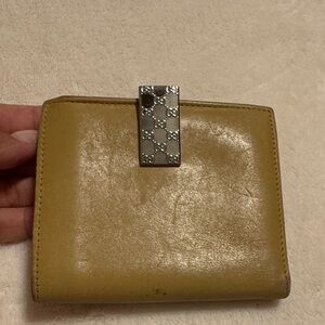 Gucci Tan Leather Wallet with Silver Clasp
